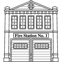Dibujo para colorear: Estación de bomberos (Edificios y Arquitectura) #68476 - Dibujos para Colorear e Imprimir Gratis