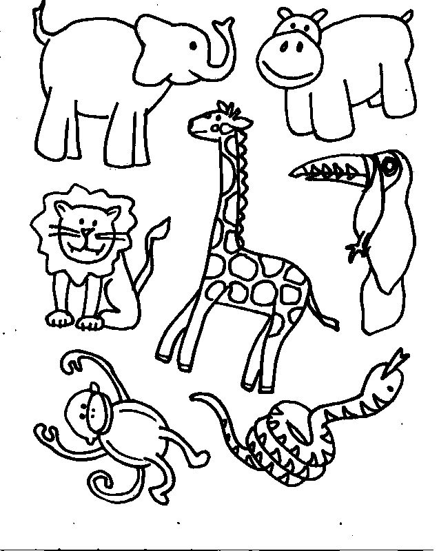 Dibujo para colorear: Animales salvajes / de la selva (Animales) #21090 - Dibujos para Colorear e Imprimir Gratis