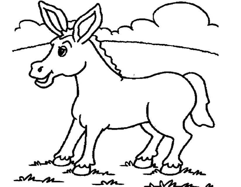 Dibujo para colorear: Burro (Animales) #480 - Dibujos para Colorear e Imprimir Gratis