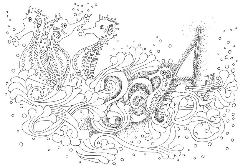 Dibujo para colorear: Caballito de mar (Animales) #18681 - Dibujos para Colorear e Imprimir Gratis