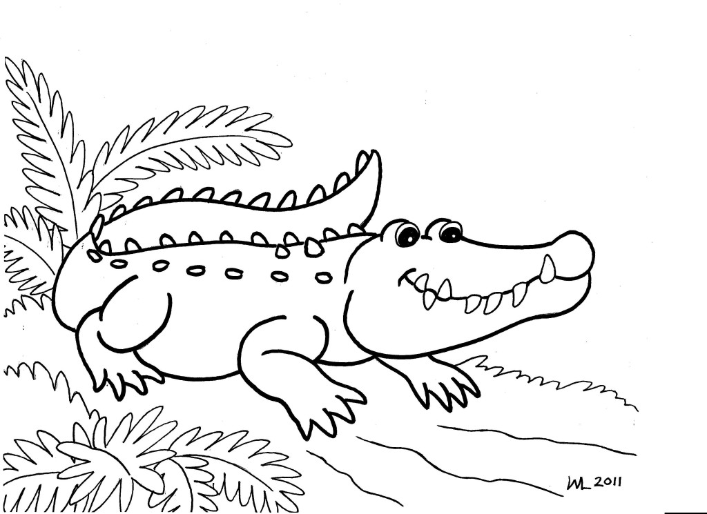 Dibujo para colorear: Caimán (Animales) #396 - Dibujos para Colorear e Imprimir Gratis