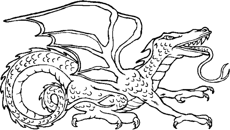 Dibujo para colorear: Dragón (Animales) #5710 - Dibujos para Colorear e Imprimir Gratis