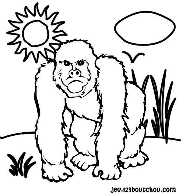 Dibujo para colorear: Gorila (Animales) #7436 - Dibujos para Colorear e Imprimir Gratis