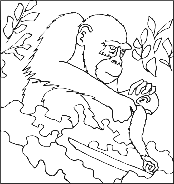 Dibujo para colorear: Gorila (Animales) #7498 - Dibujos para Colorear e Imprimir Gratis