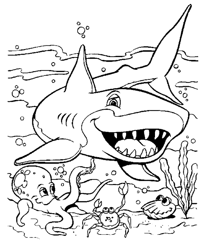 Dibujo para colorear: Tiburón (Animales) #14763 - Dibujos para Colorear e Imprimir Gratis