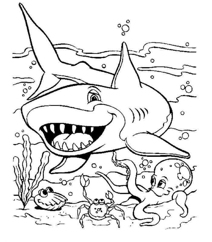 Dibujo para colorear: Tiburón (Animales) #14802 - Dibujos para Colorear e Imprimir Gratis
