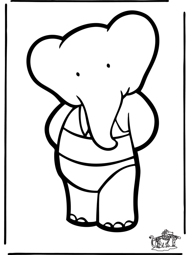 Babar el elefante para pintar con su familia