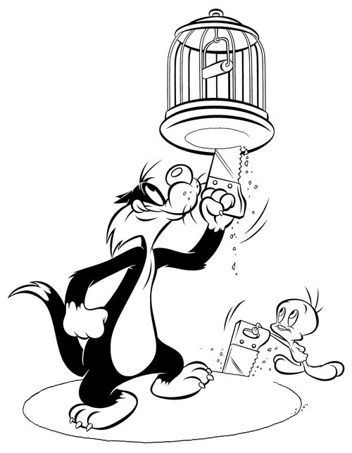 Dibujo para colorear: Tweety and Sylvester (Dibujos animados) #29248 - Dibujos para Colorear e Imprimir Gratis