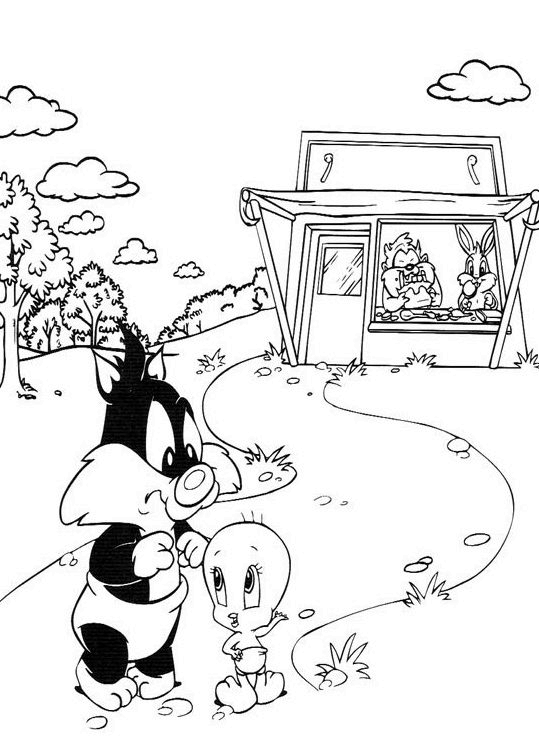 Dibujo para colorear: Tweety and Sylvester (Dibujos animados) #29285 - Dibujos para Colorear e Imprimir Gratis