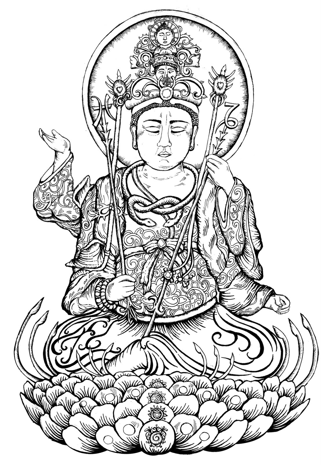 Dibujo para colorear: Mitología hindú: Buda (Dioses y diosas) #89558 - Dibujos para Colorear e Imprimir Gratis