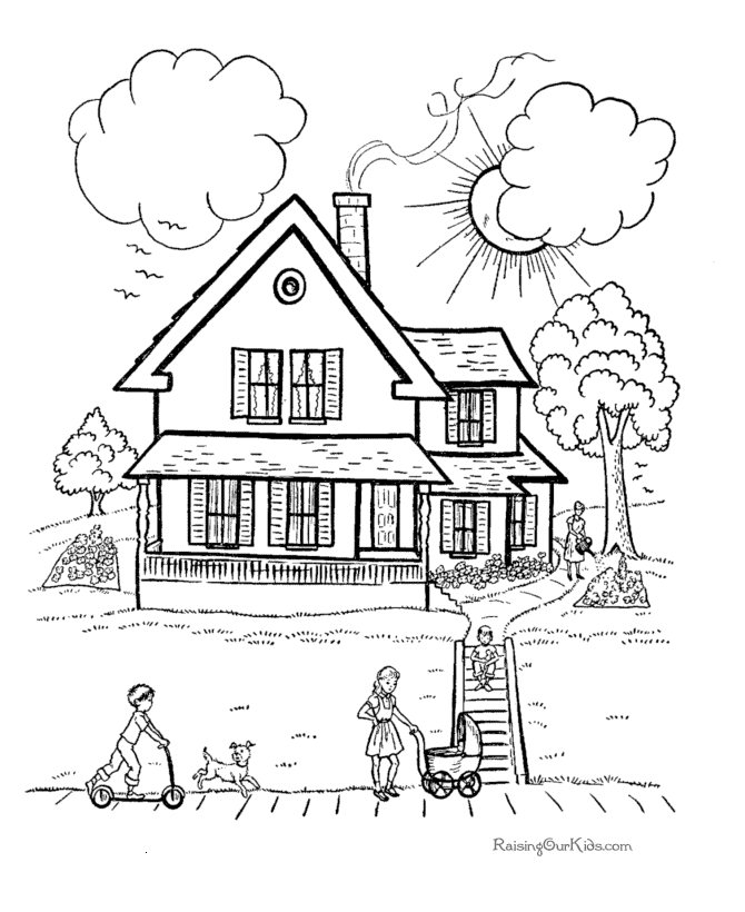 Dibujo para colorear: Casa (Edificios y Arquitectura) #64628 - Dibujos para Colorear e Imprimir Gratis