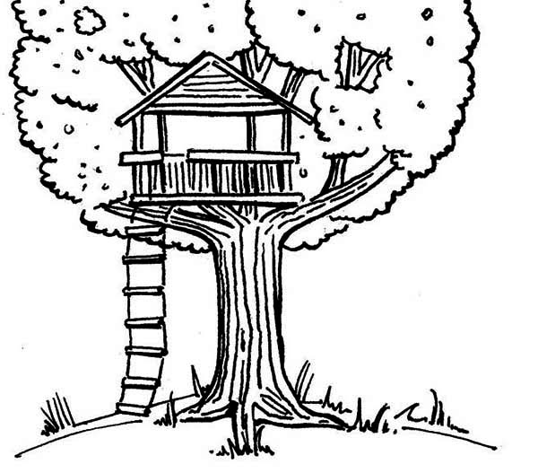 Dibujo para colorear: Casa del árbol (Edificios y Arquitectura) #66025 - Dibujos para Colorear e Imprimir Gratis