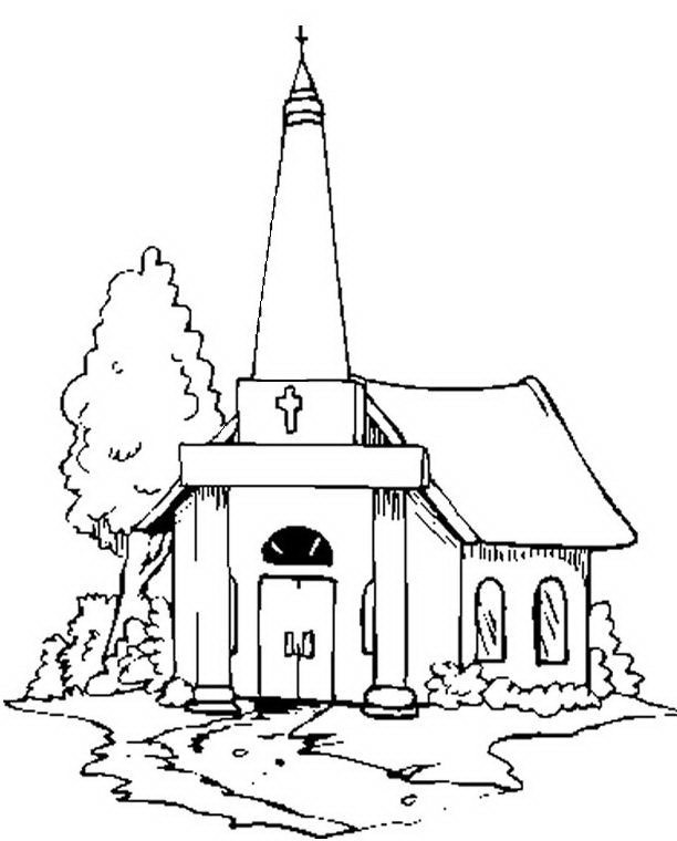 Dibujo para colorear: Iglesia (Edificios y Arquitectura) #64265 - Dibujos para Colorear e Imprimir Gratis