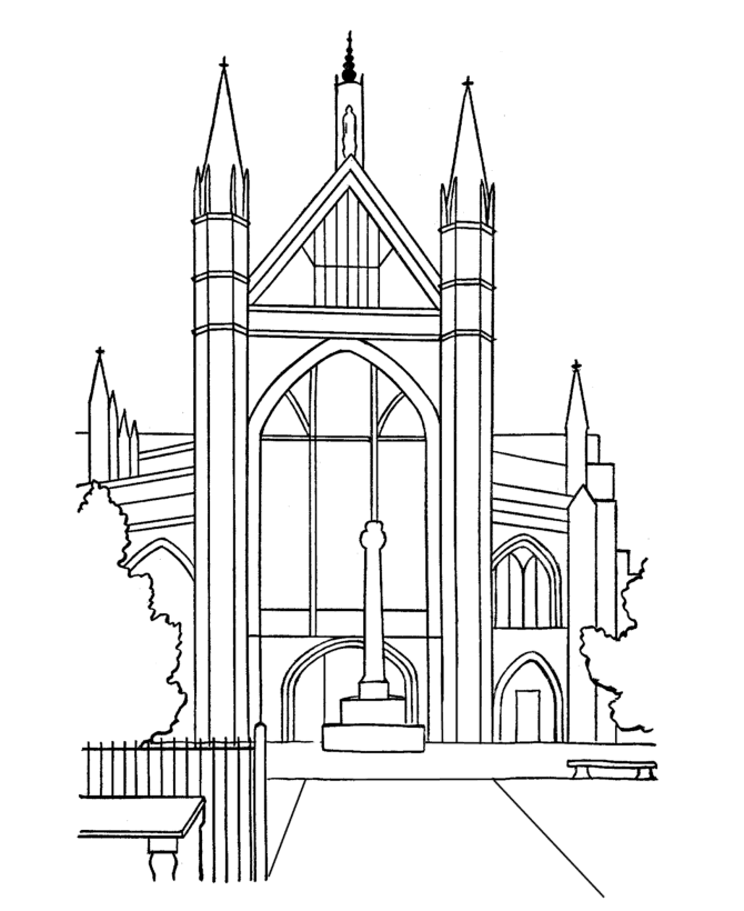 Dibujo para colorear: Iglesia (Edificios y Arquitectura) #64348 - Dibujos para Colorear e Imprimir Gratis