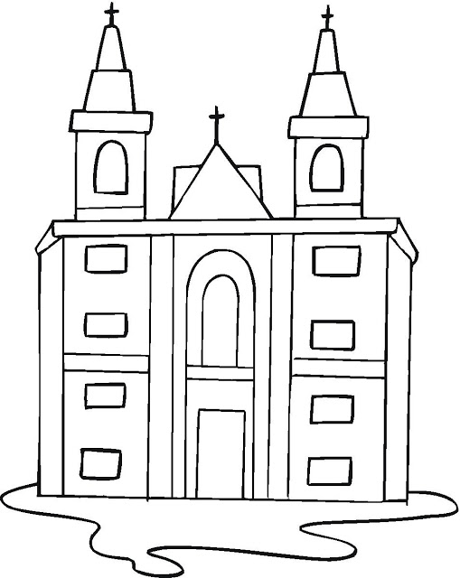 Dibujo para colorear: Iglesia (Edificios y Arquitectura) #64351 - Dibujos para Colorear e Imprimir Gratis