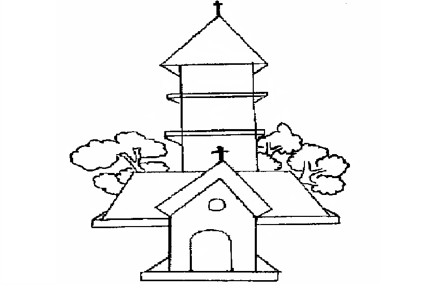 Dibujo para colorear: Iglesia (Edificios y Arquitectura) #64357 - Dibujos para Colorear e Imprimir Gratis