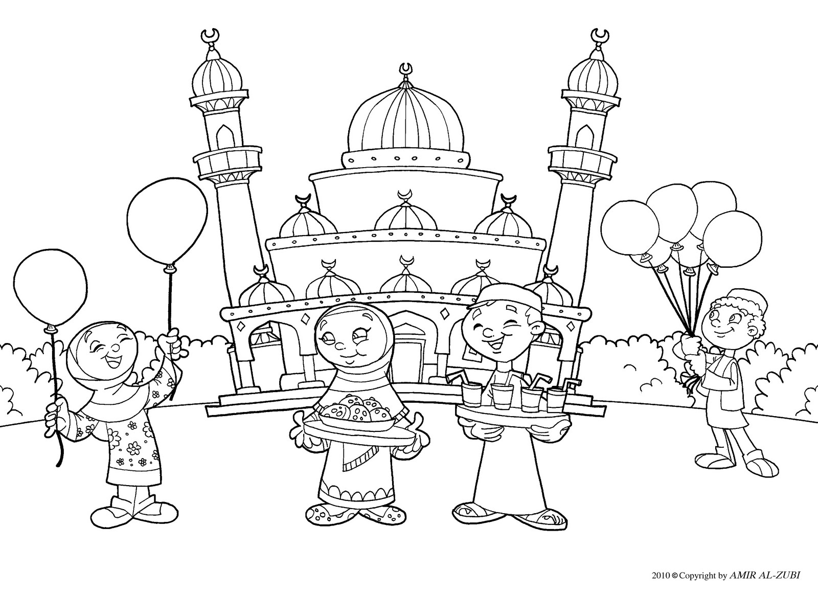 Dibujo para colorear: Mezquita (Edificios y Arquitectura) #64573 - Dibujos para Colorear e Imprimir Gratis