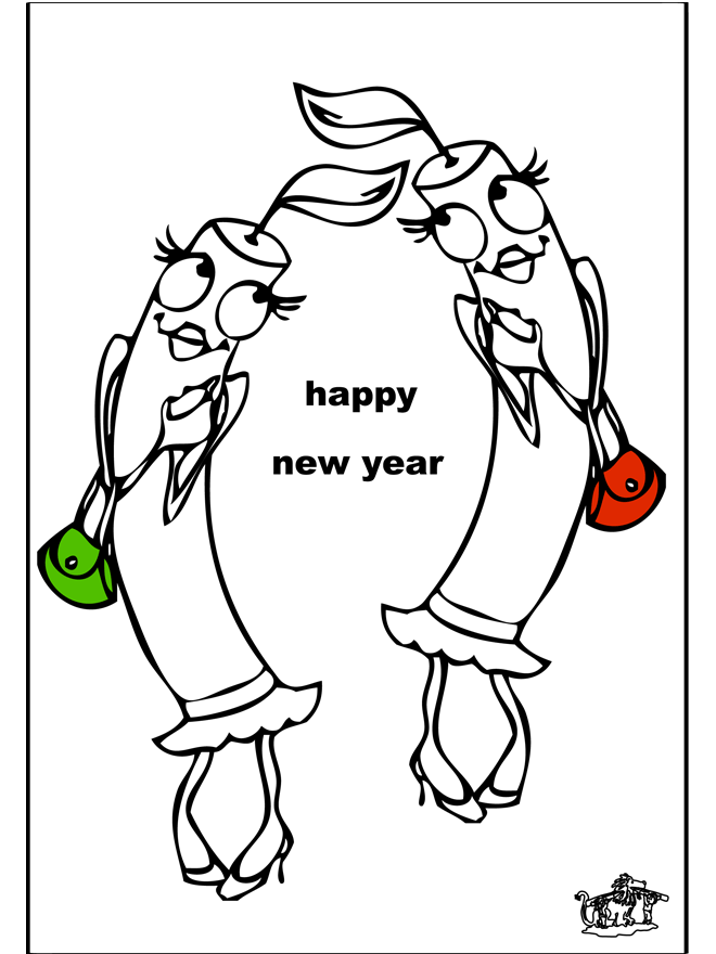 Dibujo para colorear: Año nuevo (Fiestas y ocasiones especiales) #60951 - Dibujos para Colorear e Imprimir Gratis