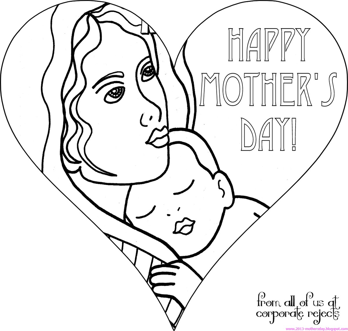 Dibujo para colorear: Día de la Madre (Fiestas y ocasiones especiales) #129762 - Dibujos para Colorear e Imprimir Gratis