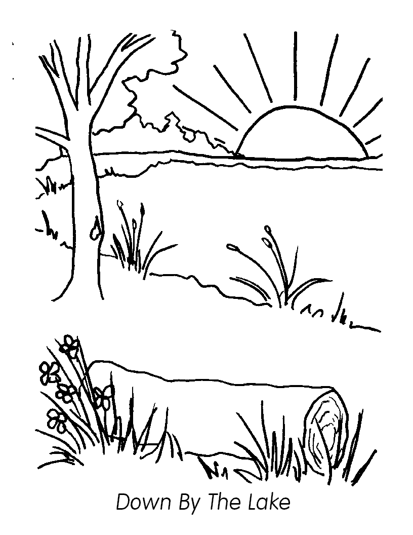 Dibujo para colorear: Lago (Naturaleza) #166077 - Dibujos para Colorear e Imprimir Gratis