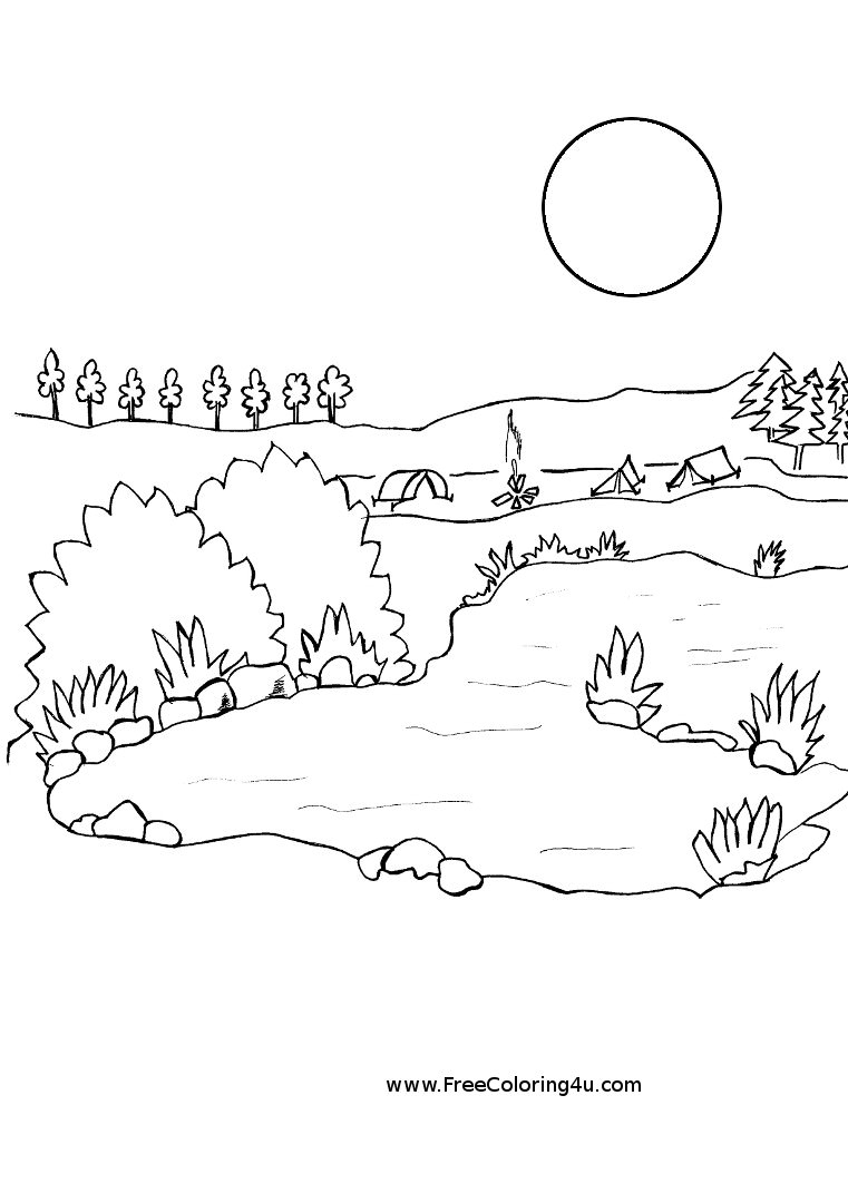 Dibujo para colorear: Lago (Naturaleza) #166087 - Dibujos para Colorear e Imprimir Gratis
