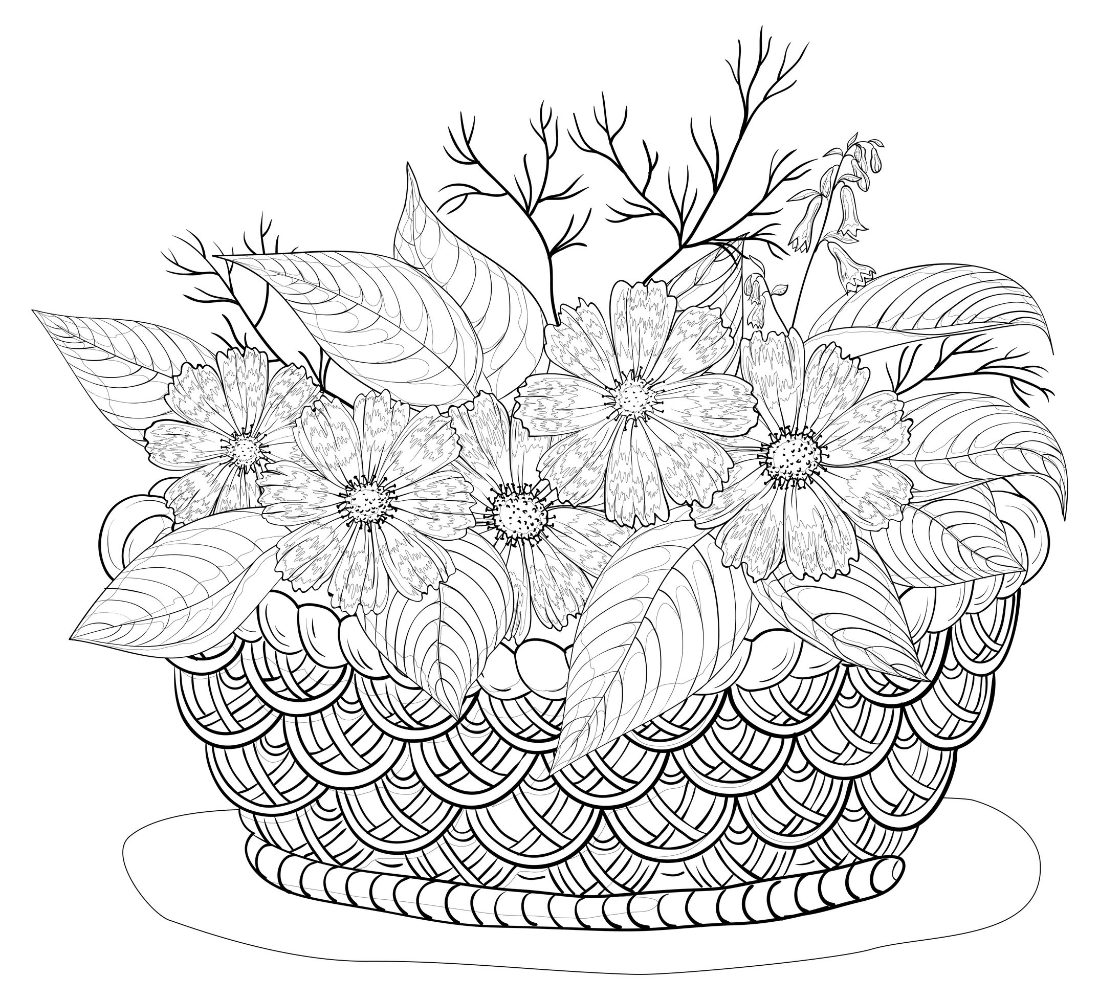 Dibujo para colorear: Ramo de flores (Naturaleza) #160900 - Dibujos para Colorear e Imprimir Gratis
