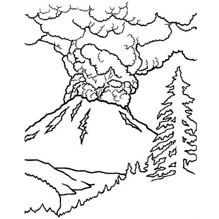 Dibujo para colorear: Volcán (Naturaleza) #166570 - Dibujos para Colorear e Imprimir Gratis