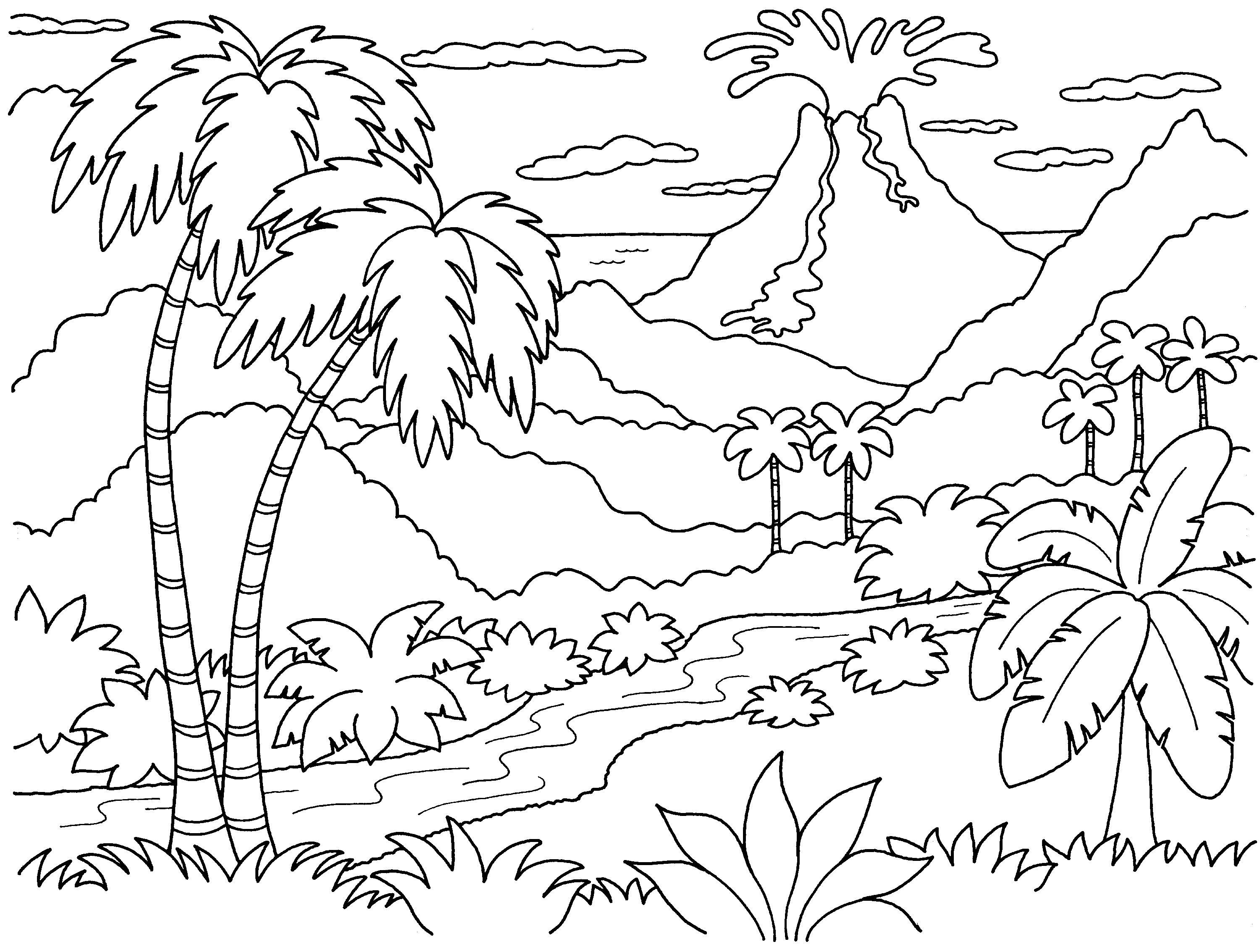Dibujo para colorear: Volcán (Naturaleza) #166599 - Dibujos para Colorear e Imprimir Gratis