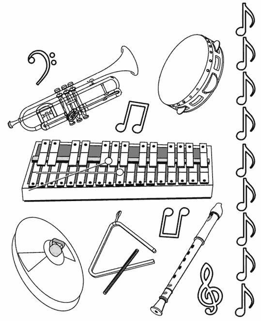 Dibujo para colorear: Instrumentos musicales (Objetos) #167126 - Dibujos para Colorear e Imprimir Gratis
