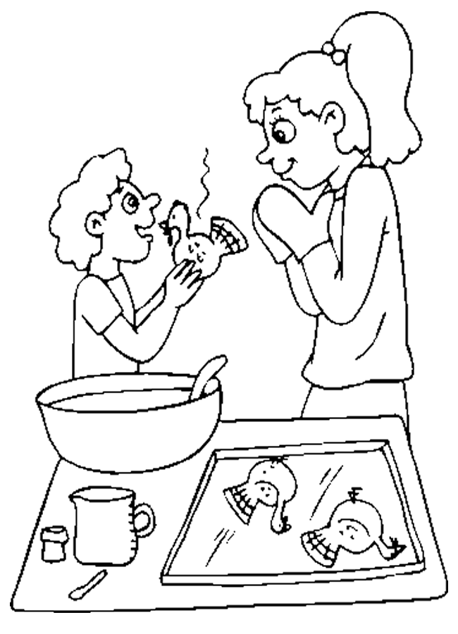 Dibujo para colorear: Cocinero / Cocinera (Ocupaciones) #91789 - Dibujos para Colorear e Imprimir Gratis
