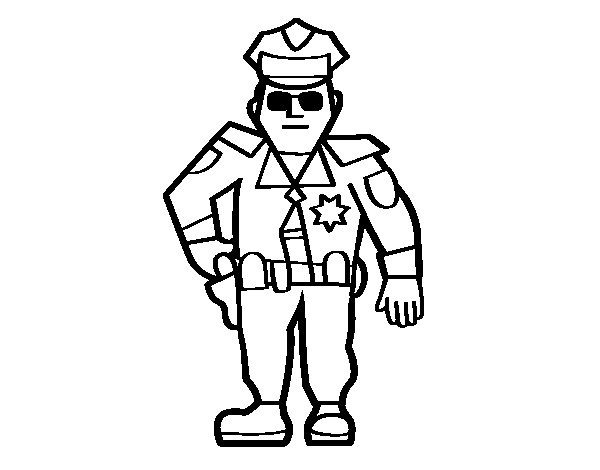 Dibujo para colorear: Oficial de policia (Ocupaciones) #105442 - Dibujos para Colorear e Imprimir Gratis