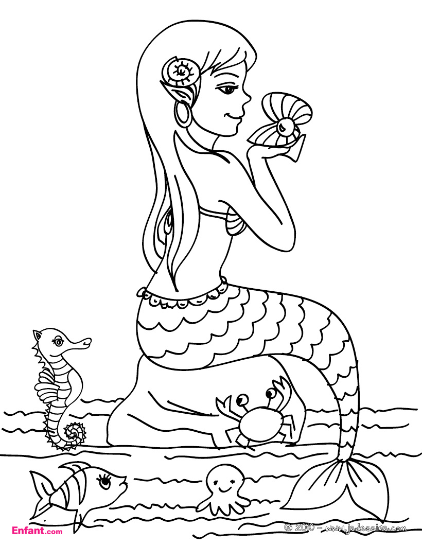 Dibujo para colorear: Sirena (Personajes) #147167 - Dibujos para Colorear e Imprimir Gratis