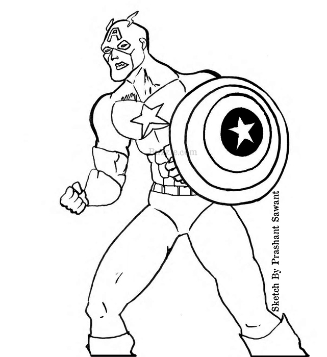 Dibujo para colorear: Captain America (Superhéroes) #76642 - Dibujos para Colorear e Imprimir Gratis