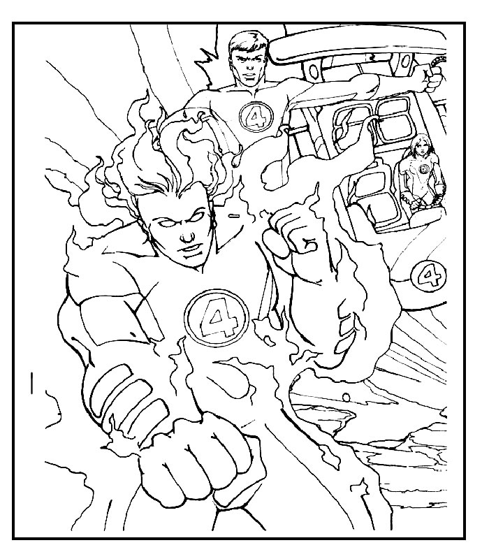 Dibujo para colorear: Fantastic Four (Superhéroes) #76390 - Dibujos para Colorear e Imprimir Gratis