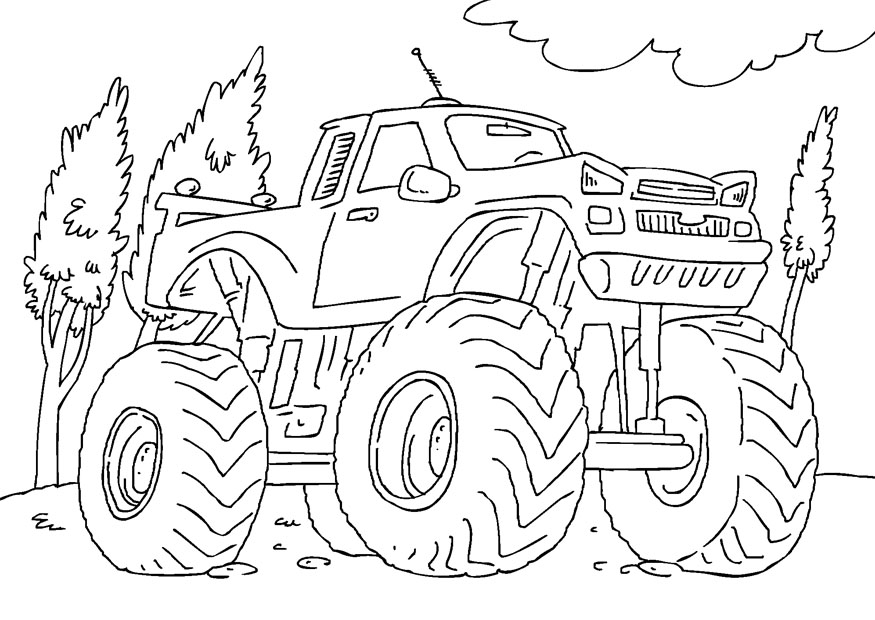 Dibujo para colorear: Monster Truck (Transporte) #141291 - Dibujos para Colorear e Imprimir Gratis