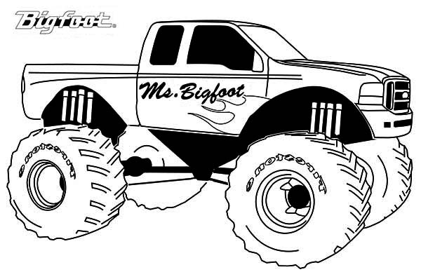 Dibujo para colorear: Monster Truck (Transporte) #141366 - Dibujos para Colorear e Imprimir Gratis
