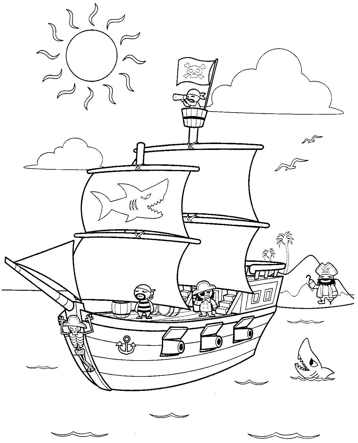 Dibujo para colorear: Pirate ship (Transporte) #138206 - Dibujos para Colorear e Imprimir Gratis