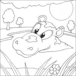 Dibujo para colorear: Hipopótamo (Animales) #8729 - Dibujos para Colorear e Imprimir Gratis