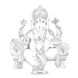 Dibujo para colorear: Mitología hindú: Ganesh (Dioses y diosas) #97030 - Dibujos para Colorear e Imprimir Gratis