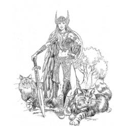 Dibujo para colorear: Mitología nórdica (Dioses y diosas) #110477 - Dibujos para Colorear e Imprimir Gratis