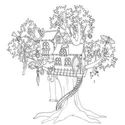 Dibujo para colorear: Casa del árbol (Edificios y Arquitectura) #66002 - Dibujos para Colorear e Imprimir Gratis