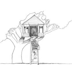Dibujo para colorear: Casa del árbol (Edificios y Arquitectura) #66050 - Dibujos para Colorear e Imprimir Gratis
