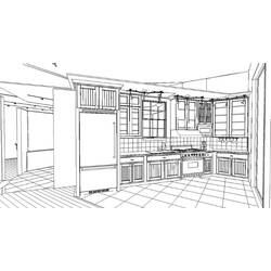 Dibujo para colorear: Cocina (Edificios y Arquitectura) #63552 - Dibujos para Colorear e Imprimir Gratis