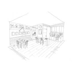 Dibujo para colorear: Cocina (Edificios y Arquitectura) #63601 - Dibujos para Colorear e Imprimir Gratis