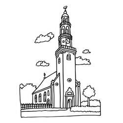 Dibujo para colorear: Iglesia (Edificios y Arquitectura) #64152 - Dibujos para Colorear e Imprimir Gratis