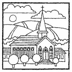 Dibujo para colorear: Iglesia (Edificios y Arquitectura) #64157 - Dibujos para Colorear e Imprimir Gratis