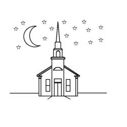 Dibujo para colorear: Iglesia (Edificios y Arquitectura) #64329 - Dibujos para Colorear e Imprimir Gratis
