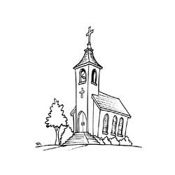 Dibujo para colorear: Iglesia (Edificios y Arquitectura) #64345 - Dibujos para Colorear e Imprimir Gratis