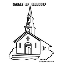 Dibujo para colorear: Iglesia (Edificios y Arquitectura) #64353 - Dibujos para Colorear e Imprimir Gratis