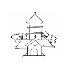 Dibujo para colorear: Iglesia (Edificios y Arquitectura) #64357 - Dibujos para Colorear e Imprimir Gratis